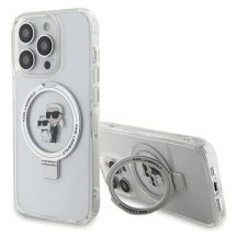 Karl Lagerfeld KLHMP14LHMRSKCH iPhone 14 Pro 6,1" weiß/weiß Hardcase Ringständer Karl&Choupette MagSafe