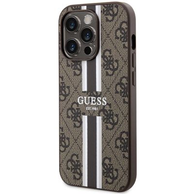 2. Guess 4G Printed Stripes MagSafe-Hülle für iPhone 15 Pro – braun