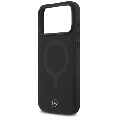 6. Mercedes Plain MagSafe Case aus glattem Leder für iPhone 17 Pro Max – Schwarz