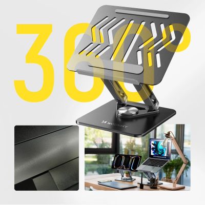 2. Wozinsky WRS-CPY84SB 360-Grad-Laptop- und Tablet-Ständer aus Aluminium + kostenloser Smartphone-Ständer – Schwarz