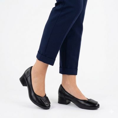 4. Bequeme schwarze Damen-Pumps mit Blockabsatz, Modell M.Daszyński SA279-1 3