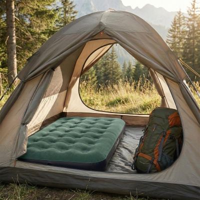 4. Beflockte Matratze für 1 Person, Grün, 191 x 99 x 22 cm, 24643