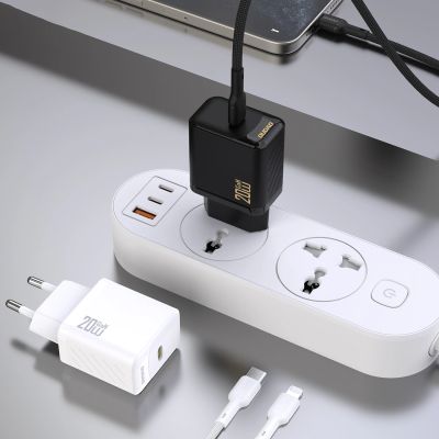 6. Dudao A26LEU PD 20W GaN USB-C Wandladegerät mit USB-C-auf- Lightning Kabel – Schwarz