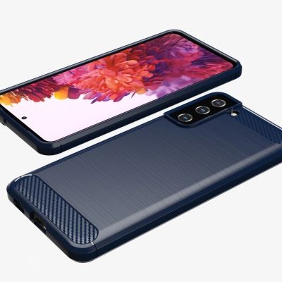 5. Carbon Case Flexibel Handyhülle TPU Schutzhülle für Samsung Galaxy S21+ 5G (S21 Plus 5G) blau