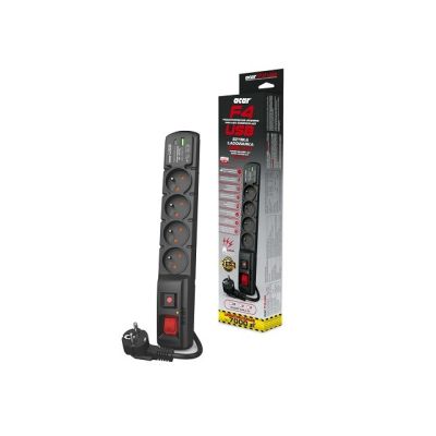 2. Acar F4 USB-A+C-Überspannungsschutz (Schnellladegerät) 3 m; schwarz