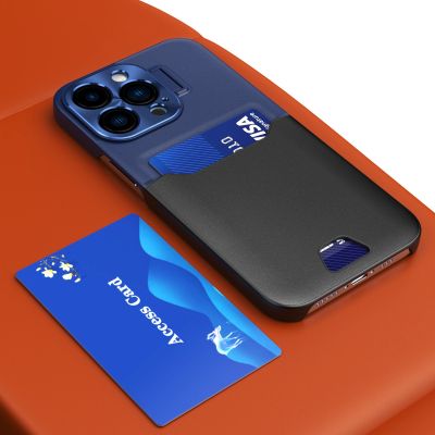 7. Leder Stand Case für iPhone 14 Cover Card Wallet mit Ständer blau