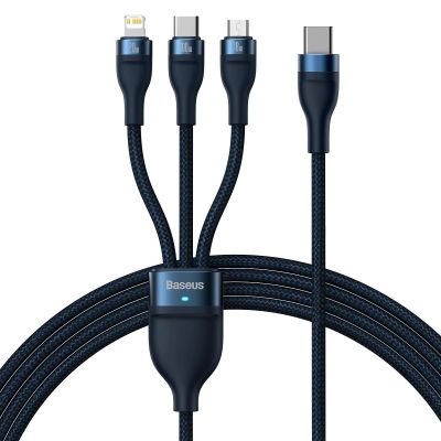 Baseus Flash Series II-Kabel USB Typ C / USB Typ A - USB Typ C / Lightning / Micro-USB 100 W 1,5 m blau (CASS030203)