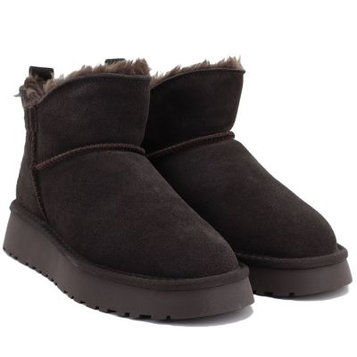 4. Damen-Lederstiefeletten, braune Plateau-Schneestiefel, Vinceza 97961