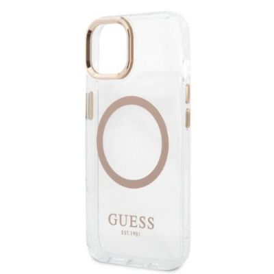 6. Guess GUHMP13MHTRMD iPhone 13 6.1 "Gold / Gold Hartschalenetui Metal Outline Magsafe