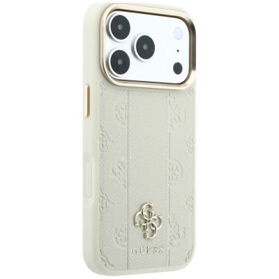 4. Guess Stripe Peony 4G Logo MagSafe Hülle für iPhone 18 Pro Max / 17 Pro Max – Beige