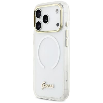 2. Guess IML Gradient Script Metal MagSafe Hülle für iPhone 17 Pro Max – Weiß