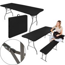 Zusammenklappbarer Cateringtisch, 240 x 74 x 74 cm, 150 kg, Schwarz