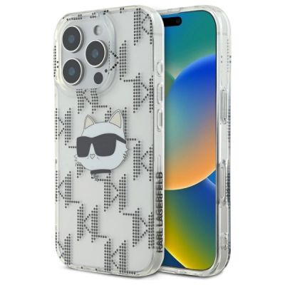 Karl Lagerfeld IML Choupette Head Galvanisierte Hülle für iPhone 16 Pro Max – transparent