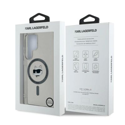 8. Karl Lagerfeld Button Choupette Head Gedrucktes Logo MagSafe Samsung Galaxy S25 Ultra Hülle schwarz