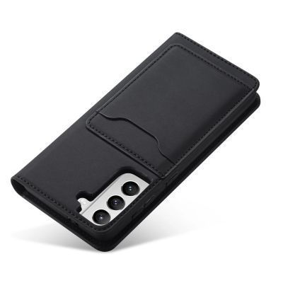 11. Magnet Kartenetui für Samsung Galaxy S22+ (S22 Plus) Tasche Wallet Kartenhalter Schwarz