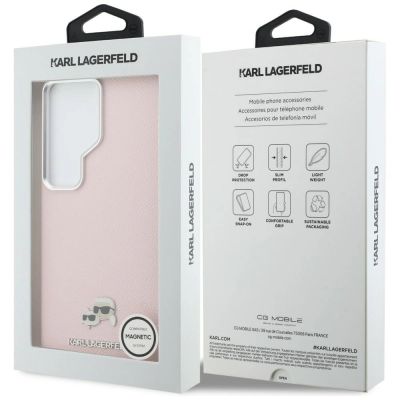8. Karl Lagerfeld Saffiano KC Metal Logo MagSafe Hülle für Samsung Galaxy S26 Ultra - Pink