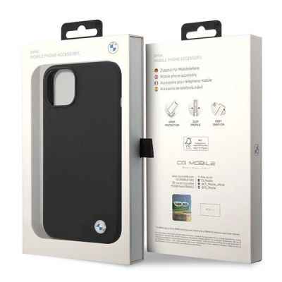 8. BMW Silikon-Metall-Logo-Hülle für iPhone 14 – Schwarz