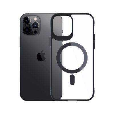 6. 3mk Satin Armor MagCase Hülle mit MagSafe für iPhone 12 Pro Max – transparent mit schwarzem Rahmen