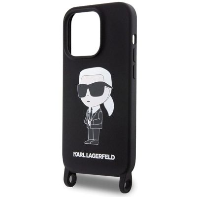 5. Karl Lagerfeld KLHCP15XSCBSKNK iPhone 15 Pro Max 6,7" Hardcase schwarz/schwarz Crossbody Silikon Ikonik