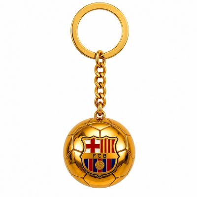 8. Original lizenzierter FC Barcelona Schlüsselanhänger in Form eines goldenen Balls mit dem Wappen B7081