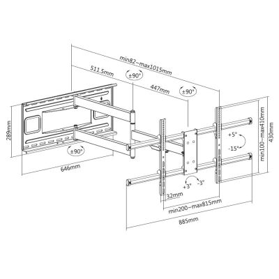 9. Equip Wall Mount 43"-80"/50kg 1TFT 4Gelenke neig/schwenk schwarz