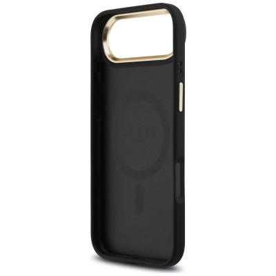 7. Guess 4G Strass Logo & Big Strap Metal Buttons MagSafe Hülle für iPhone Air - Schwarz