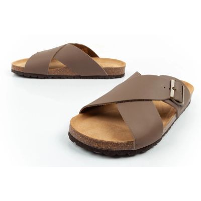 8. Bio Bio Schuhe Herren-Slipper, profilierte Flip-Flops, Naturleder, braun