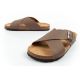8. Bio Bio Schuhe Herren-Slipper, profilierte Flip-Flops, Naturleder, braun