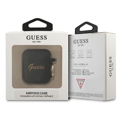 3. Guess GUA2SSSK AirPods Cover schwarz/schwarzes Silikon Vintage Script