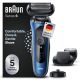 Braun Series 6 61-B4500cs – Folienrasierer – Blau – Tasten – LED – Laden – Ein/Aus – Netz-/Akkubetrieb