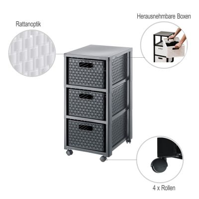 4. ROTHO Großes Bücherregal mit 3 Schubladen, Farbe: COUNTRY, Anthrazit