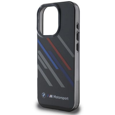 6. BMW Motorsport IML Random Stripes Hülle für iPhone 16 Pro Max - Schwarz