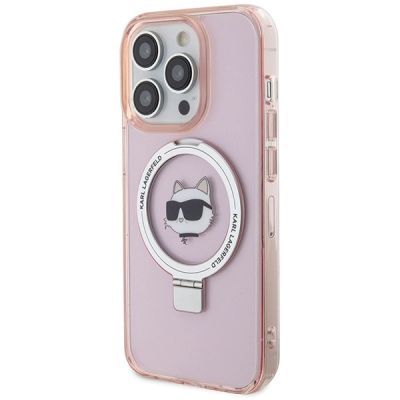 2. Karl Lagerfeld KLHMP15LHMRSCHP iPhone 15 Pro 6,1" rosa/rosa Hardcase Ringständer Choupette Head MagSafe