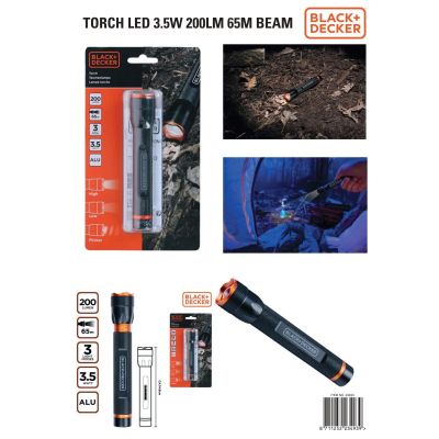 3. Taktische Aluminium-Taschenlampe 3,5 W, 200 Lumen, BLACK+DECKER