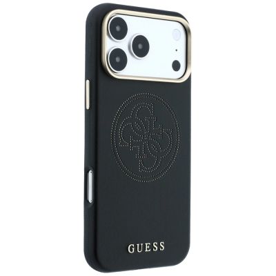 4. Guess Perforierte 4G Gold Logo Magsafe Hülle für iPhone 17 Pro Max / 18 Pro Max - Schwarz