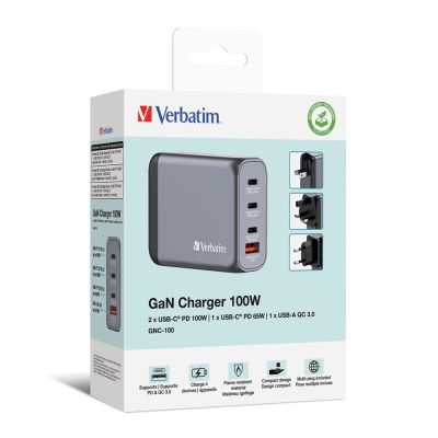 6. Verbatim GaN GNC-100 4-Port 100W/USB A/C Netzteil (EU/UK/US)