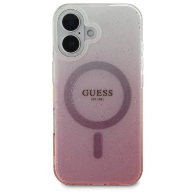 3. Guess IML Glitter Gradient MagSafe-Hülle für iPhone 16 Plus – Rosa