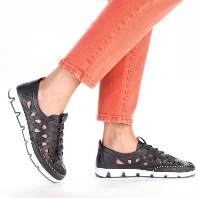 12. Rieker W RKR652 marineblaue durchbrochene Lederschuhe