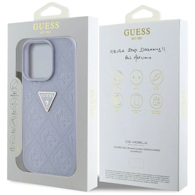 8. Guess Hot Stamp 4G Pattern Triangle Metal Logo Case für iPhone 16 Pro Max - Lila