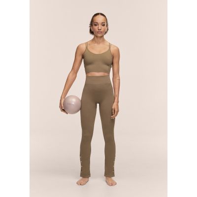 3. CASALL Damen Nahtlose Rippstrickhose mit Schlitz Grün