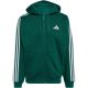 2. adidas Essentials Fleece-Kapuzenjacke für Herren mit 3 Streifen und durchgehendem Reißverschluss, Grün KZ1412