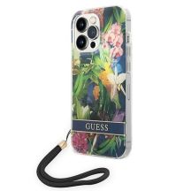 Guess GUOHCP14LHFLSB iPhone 14 Pro 6.1 "blau / blauer Hardcase Flower Strap