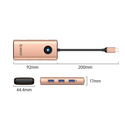 2. Orico PW11 6-in-1 USB-C Dockingstation (3x USB-A 3.0, 1x USB-C PD 100W, 1x HDMI 4K 30Hz, 1x RJ45 2,5G Ethernet) – Roségold