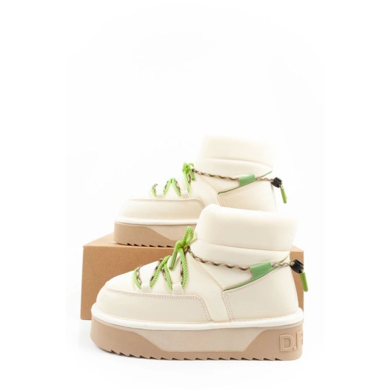 10. Damen Winter Schneestiefel D.Franklin modische Fell isolierte Stiefeletten Beige Grün