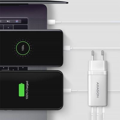 6. Axagon ACU-DPQ65W Universelles Ladegerät für Mobilgeräte, Weiß, AC-Schnellladefunktion, intern