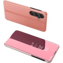 Clear View Case Hülle für Samsung Galaxy A24 4G Hülle mit Klappe Rosa