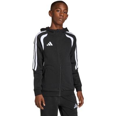 4. adidas Tiro 26 League Sweatshirt Kapuzenpullover mit durchgehendem Reißverschluss für Kinder, Schwarz KF3324