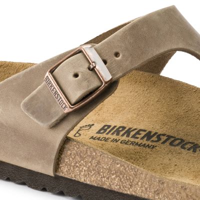 4. Birkenstock Gizeh Oiled Leather Tobacco Brown Regular Wide Damen Flip-Flops (0943811)