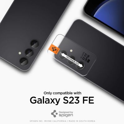 8. Spigen Glas.tR EZ Fit Optik Kameraschutz für Samsung Galaxy S23 FE – Schwarz 2 Stk.