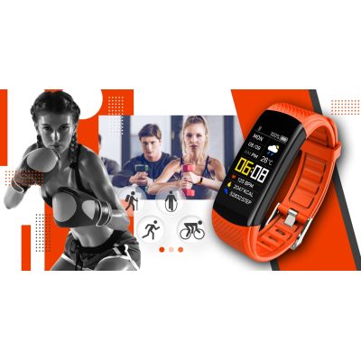 5. Smartwatch GIEWONT Schwarz Orange 2 Armbänder GW200-9